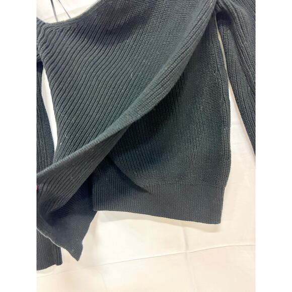 RTA Juliet Off-the-Shoulder Asymmetrical Ribbed Knit Sweater Black Women's XS - Picture 3 of 7